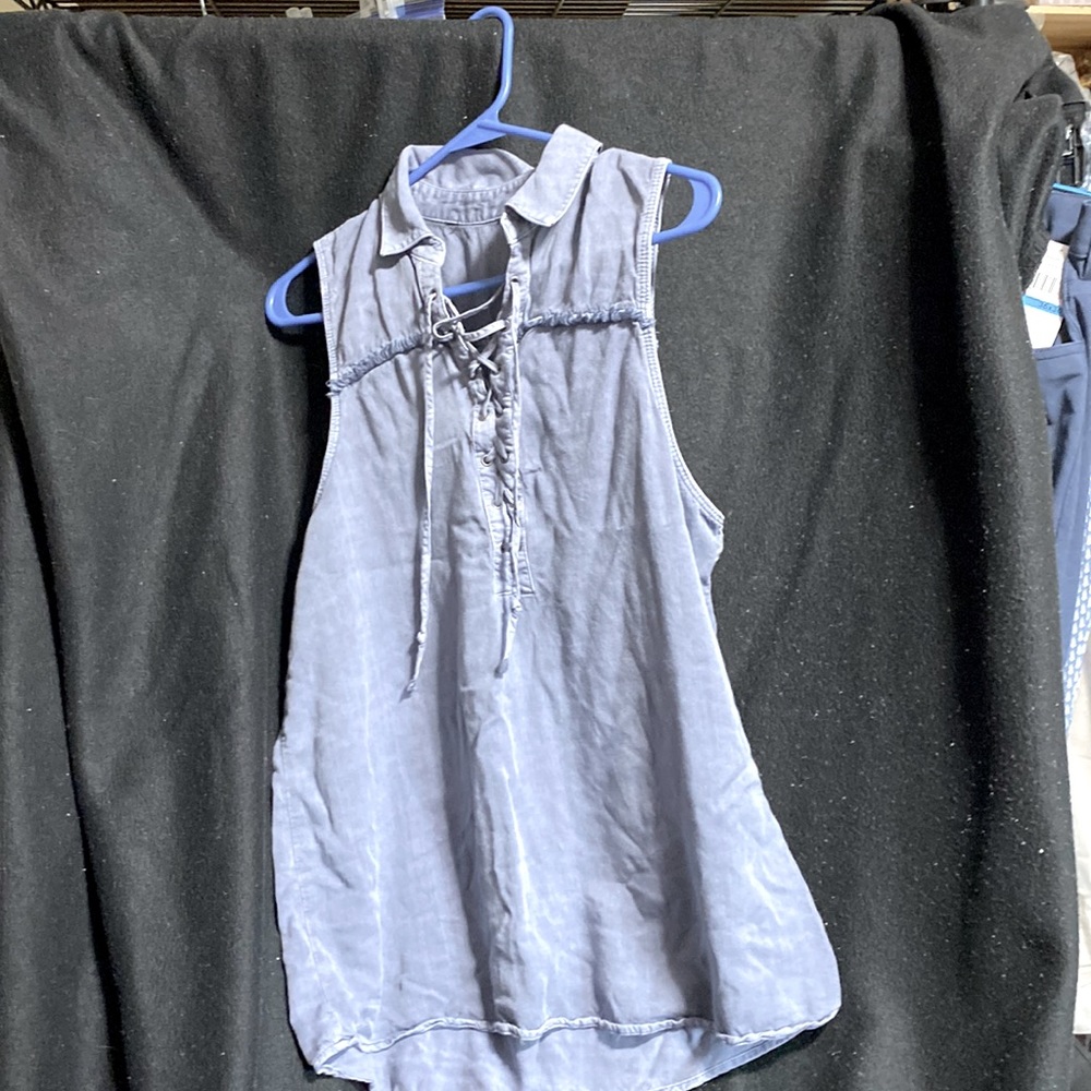 Women’s lace up tank top, est. size m, gentle used *